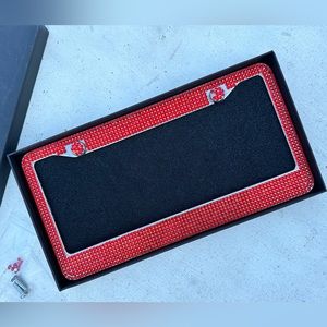Red Bling License Plate Cover